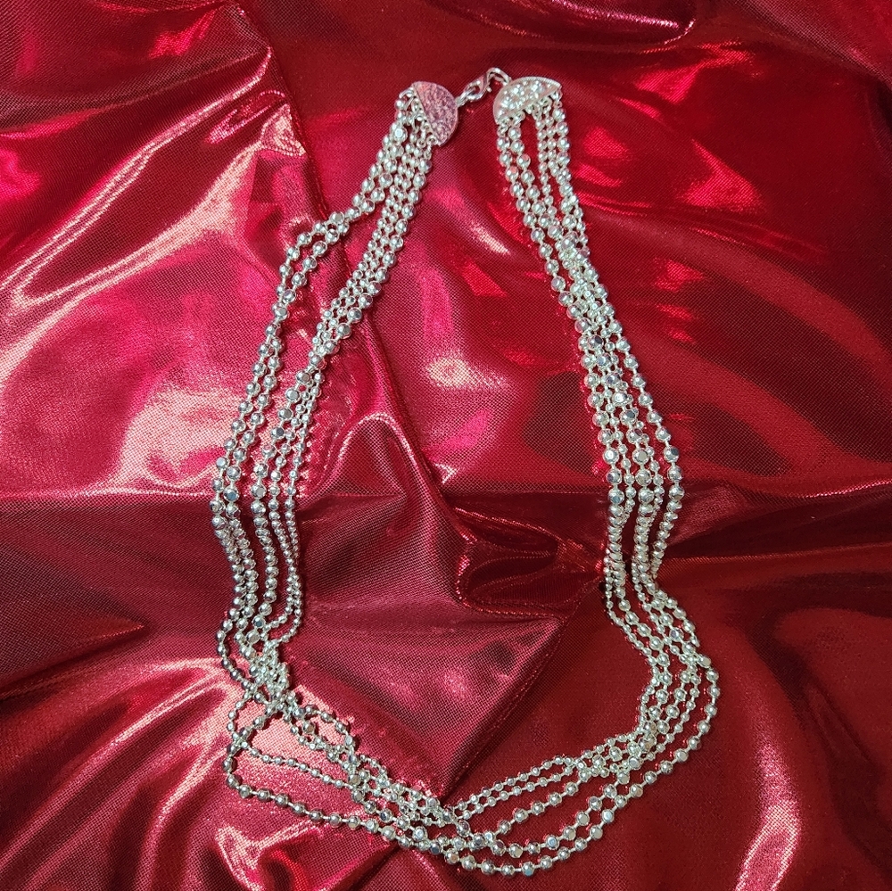 Premier Designs Multi-Strand Silver Necklace With Original Box